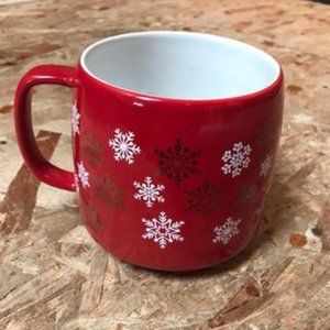 David's Tea large red snowflake mug